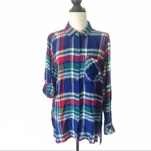 Seven7 Button‎ Up Woman's Checkered Colorful